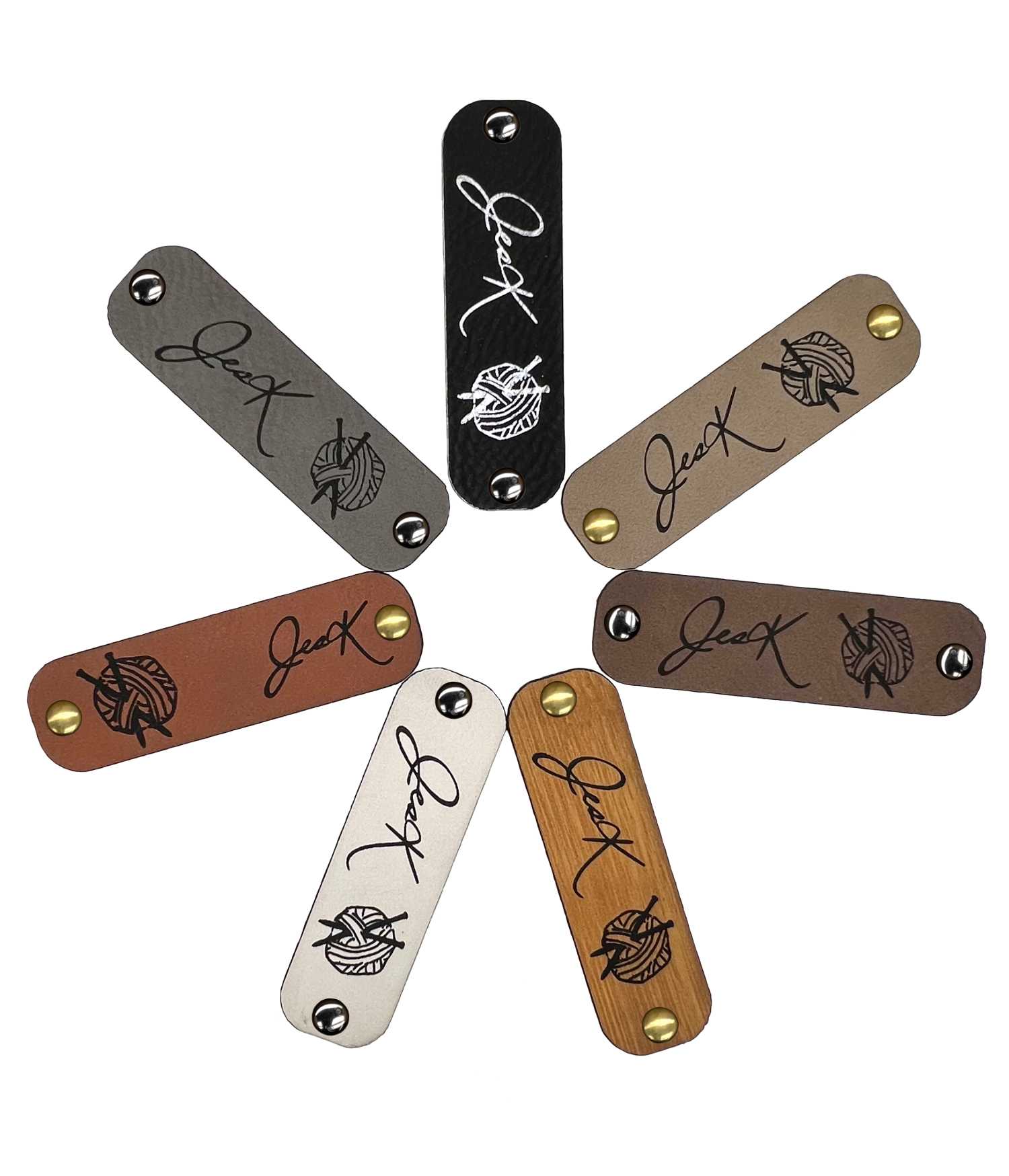 Étiquettes En Cuir Personnalisées Avec Rivet – Pour Tricot & Crochet – Logo Et Texte Possibles