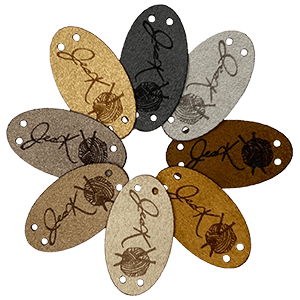 Medium suede labels with neutral oval Colors